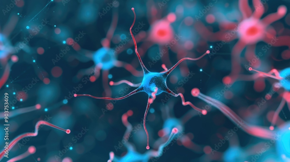 Poster futuristic of brain neurons with intricate digital elements showcasing the complex neural network an
