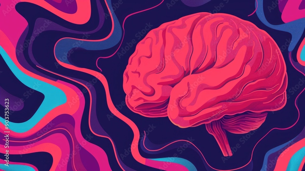 Poster futuristic depicting an advanced intelligence brain with intricate abstract patterns and shapes