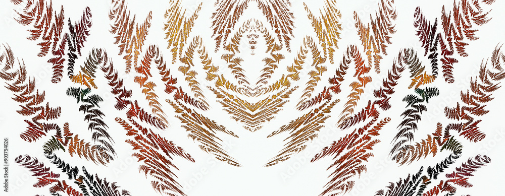 Poster abstract fractal symmetrical zigzag pattern on a white background, similar to the pattern on the ski