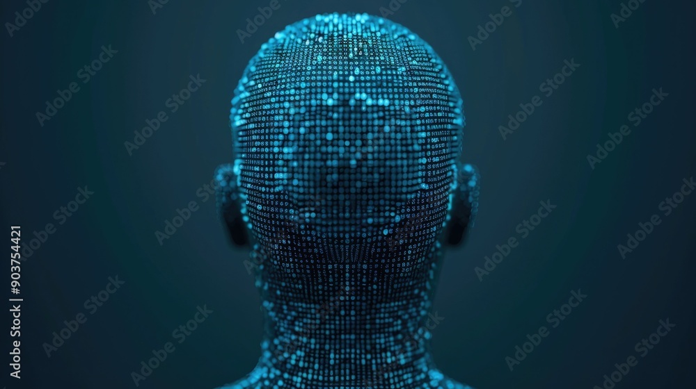 Poster futuristic of a digital intelligence network with abstract patterns symbolizing the interconnected h