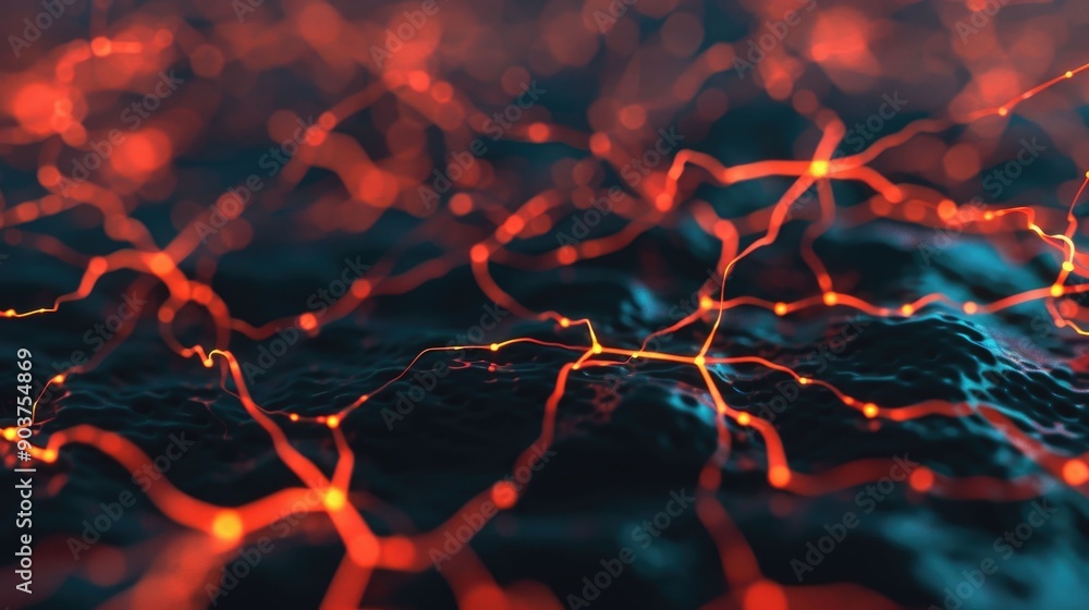 Poster dynamic depicting a neural data visualization with glowing luminous fractal elements and digital ene