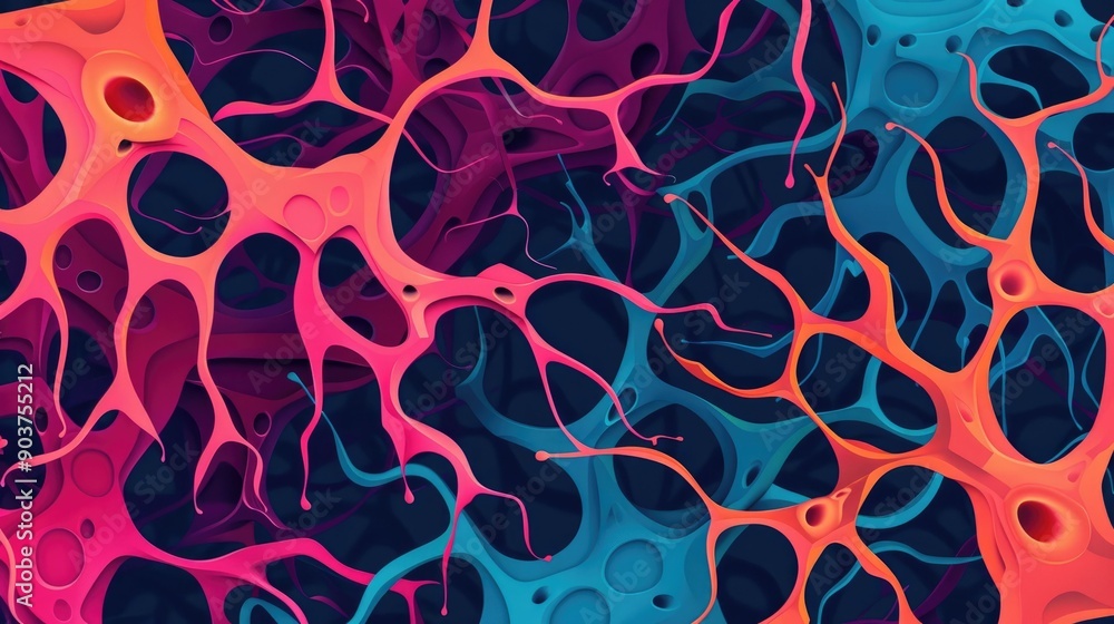 Poster vibrant neural complexity intricate featuring a captivating display of futuristic digital patterns a