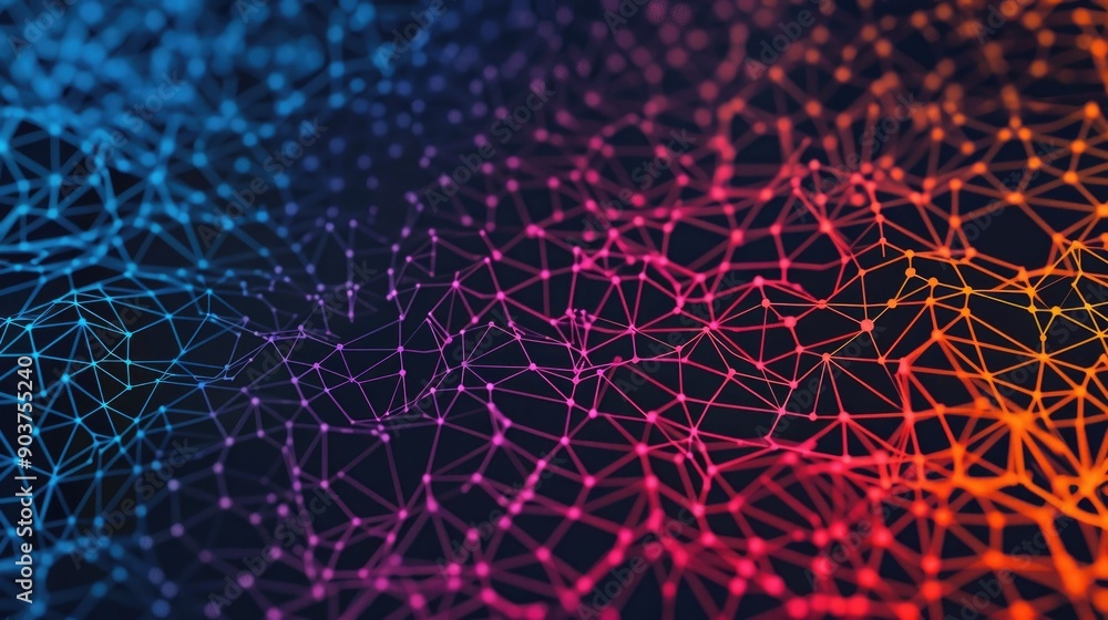 Poster vibrant depicting the intricate patterns and dynamic complexity of an neural network the image showc