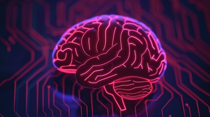 Obraz premium Glowing electronic brain network with abstract shapes vibrant colors and complex patterns This represents the intricate and dynamic nature of the human brain and intelligence