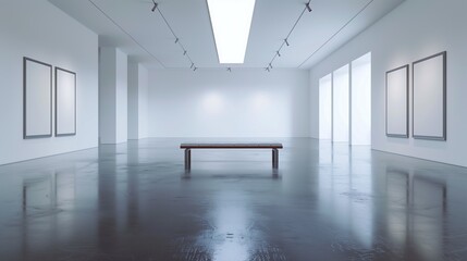 Empty large exhibition hall,created with Generative AI tecnology.