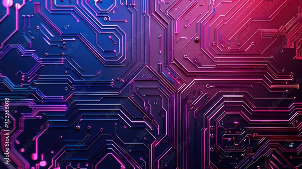Poster vibrant of an intelligent circuit design featuring intricate digital elements geometric patterns and
