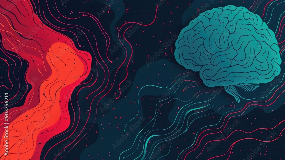 Poster vibrant depicting the complex and intricate workings of futuristic brain like systems the abstract n