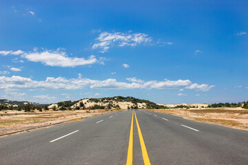 Road to Dam Mon on Hon Gom peninsula, Khanh Hoa, Vietnam