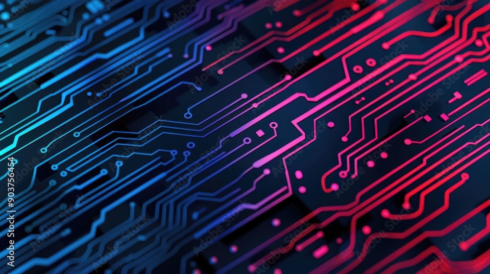 Poster intricate digital brain circuits with vibrant technology design futuristic of abstract circuit patte