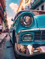Fototapeta premium A close-up view of a car on a city street, ideal for use in urban-related projects