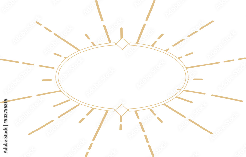 Sticker golden celestial minimal esoteric frame, thin line border, mystyc linear decoration