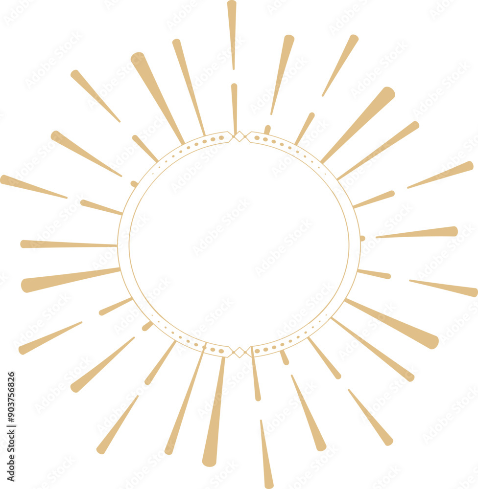 Poster golden celestial minimal esoteric frame, thin line border, mystyc linear decoration