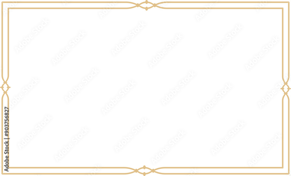 Poster golden celestial minimal esoteric frame, thin line border, mystyc linear decoration