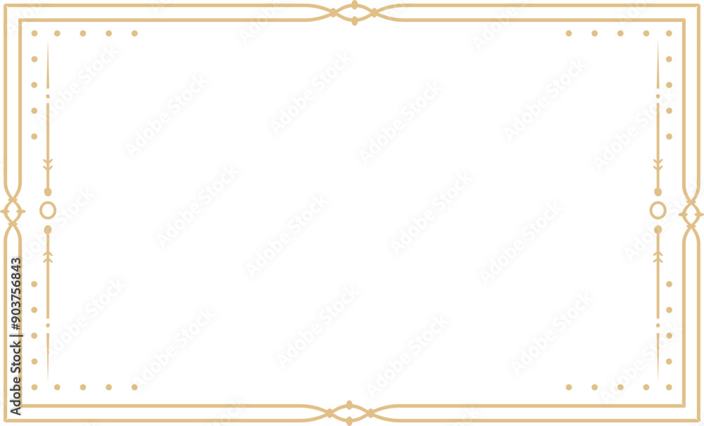 Canvas Prints golden celestial minimal esoteric frame, thin line border, mystyc linear decoration
