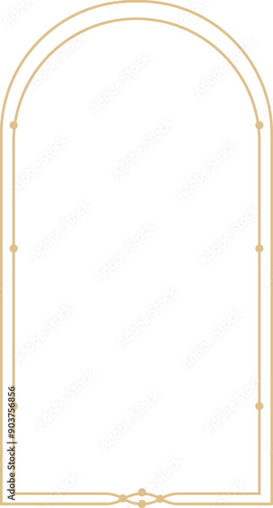 Poster golden celestial minimal esoteric frame, thin line border, mystyc linear decoration