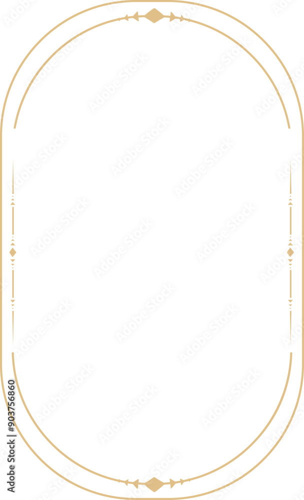 Poster golden celestial minimal esoteric frame, thin line border, mystyc linear decoration