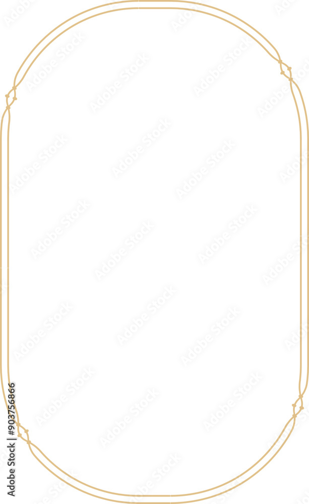 Sticker golden celestial minimal esoteric frame, thin line border, mystyc linear decoration