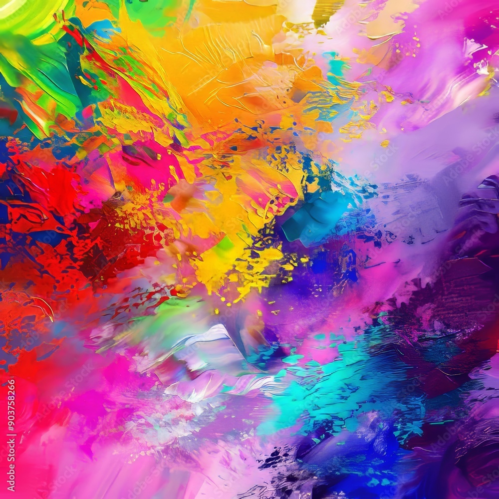 Poster vibrant abstract artwork featuring a dynamic mix of colors and textures, creating an energetic and l