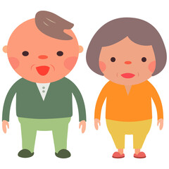 Fototapeta premium Illustration of a cute old couple
