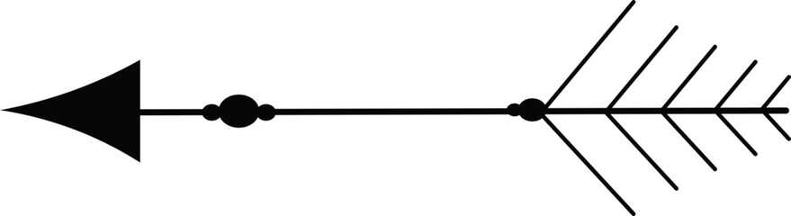  tribal ethnic arrow divider, native indian bow boho in doodle style