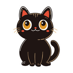 Obraz premium Spooky Halloween poster with grave, pumpkin and black cat. Vector illustration.