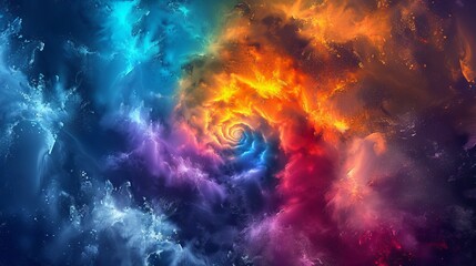 Fototapeta premium Vibrant Swirling Colors in a Cosmic Nebula Illustration