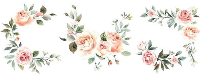 Watercolor Floral Arrangements with Greenery