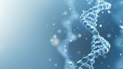 detailed DNA strand on a blue gradient background, highlighting scientific research and biotechnology, perfect for medical presentations