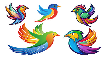 Obraz premium set of bird colorful bird set for logo design.