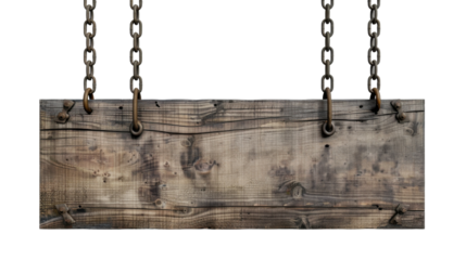 Signboard on chain on transparent background
