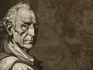 Fototapeta premium Engraving old portraits of historical figures, with fine lines and shading, capturing the essence of the past and the characters who shaped history 