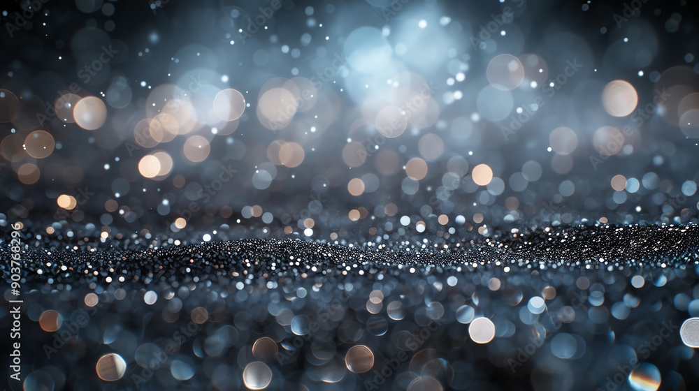Poster abstract bokeh background with silver and gold glitter.