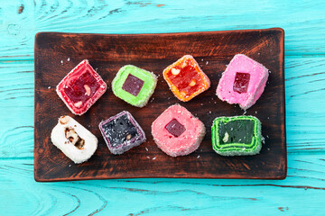 Turkish delight candy . Rahat lokum photography