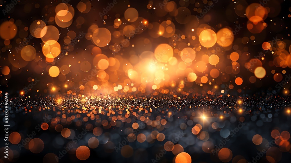 Poster abstract golden bokeh lights background.