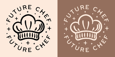 Future chef cook cooking school food professional round badge sticker shirt design. Cute chef's hat drawing retro girly aesthetic quotes for female student graduation vision board gift cut file.