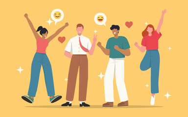 Fototapeta premium Flat happy people illustration. Vector illustration flat style.