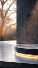 abstract light background with close up product display podium