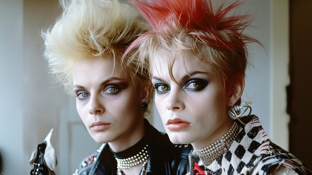 Punk Fashion Portrait of Two Models in a Retro Studio Setting