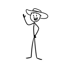 The stick figure wears a hat and he's a sheriff