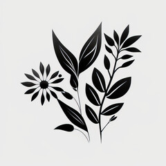 A Flowers, flat, minimalist vector graphic in black, logo style, white background 