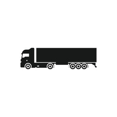 Vector, flat image of a truck with the ability to transport loads up to forty tons. Isolated, contour truck icon in black