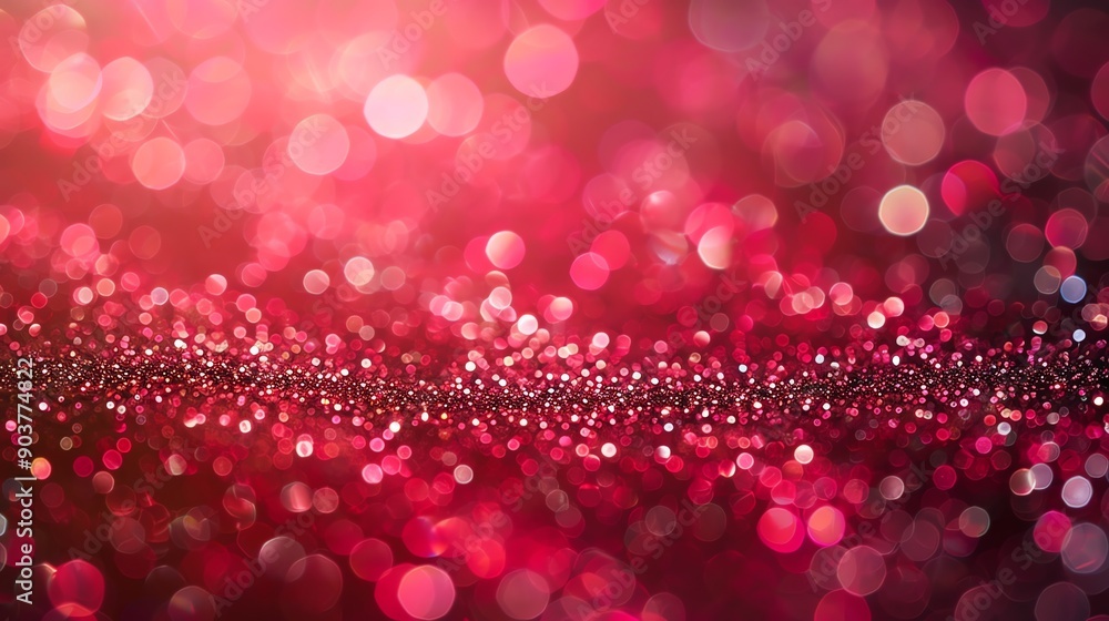 Poster Abstract red bokeh background with glitter.