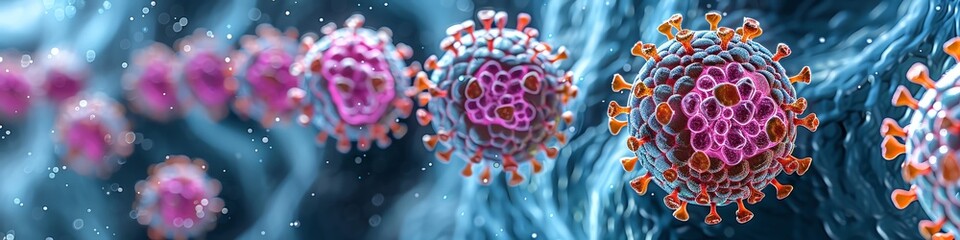 Obraz premium Viral replication factories in host cells, microbiology infections replication, viral life cycle