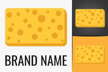 Cleaning sponge logo. Yellow sponge washing pad logotype. Cleaning service logo housework