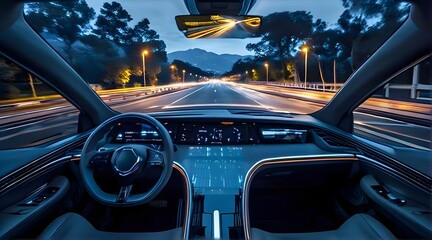 Obraz premium car driving at night