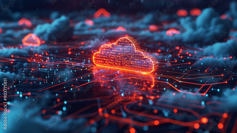 Poster Digital Cloud Computing Technology.