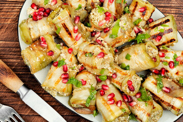 Georgian eggplant rolls, badrijani