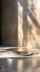 empty table with close up product display podium