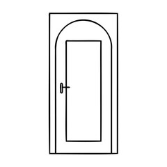 Close outline door icon design, black line vector graphic