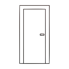 Close outline door icon design, black line vector graphic